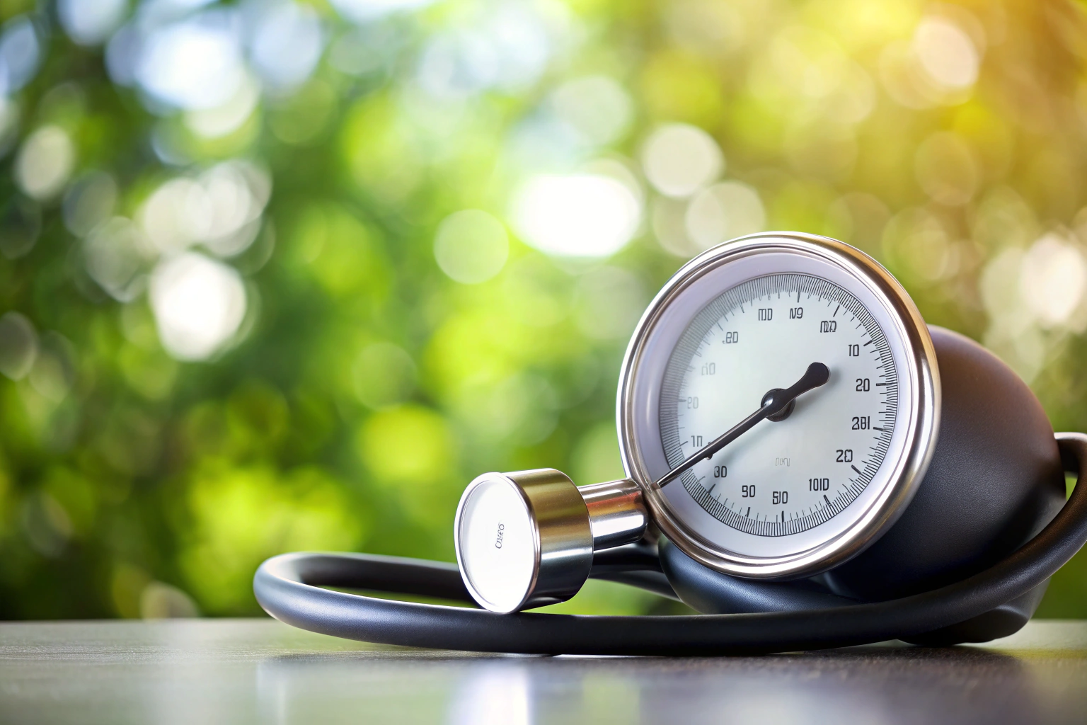 A close-up image of a blood pressure monitor showing high readings, with a blurred background to emphasize the health risk, without any text or branding